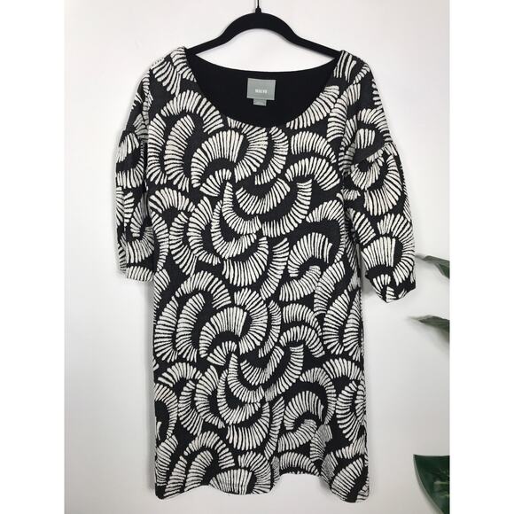 Anthropologie Maeve Windfall Textured White Black Short Mini Dress S Boho Summer - Picture 2 of 11